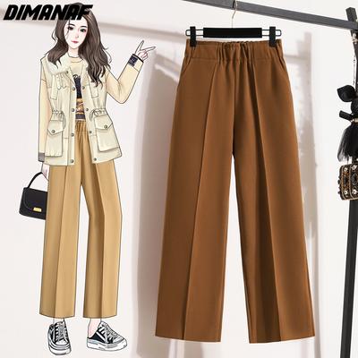 DIMANAF Pantaloni lunghi da donna invernali taglie forti Pantaloni elastici in vita pantaloni larghi casual larghi Pantaloni di lana di cotone spesso