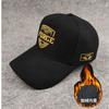 Winter Warm Fleece-Lined Baseball Cap Men Women High Crown Wide Brim Wool Blend Embroidered Shield Design