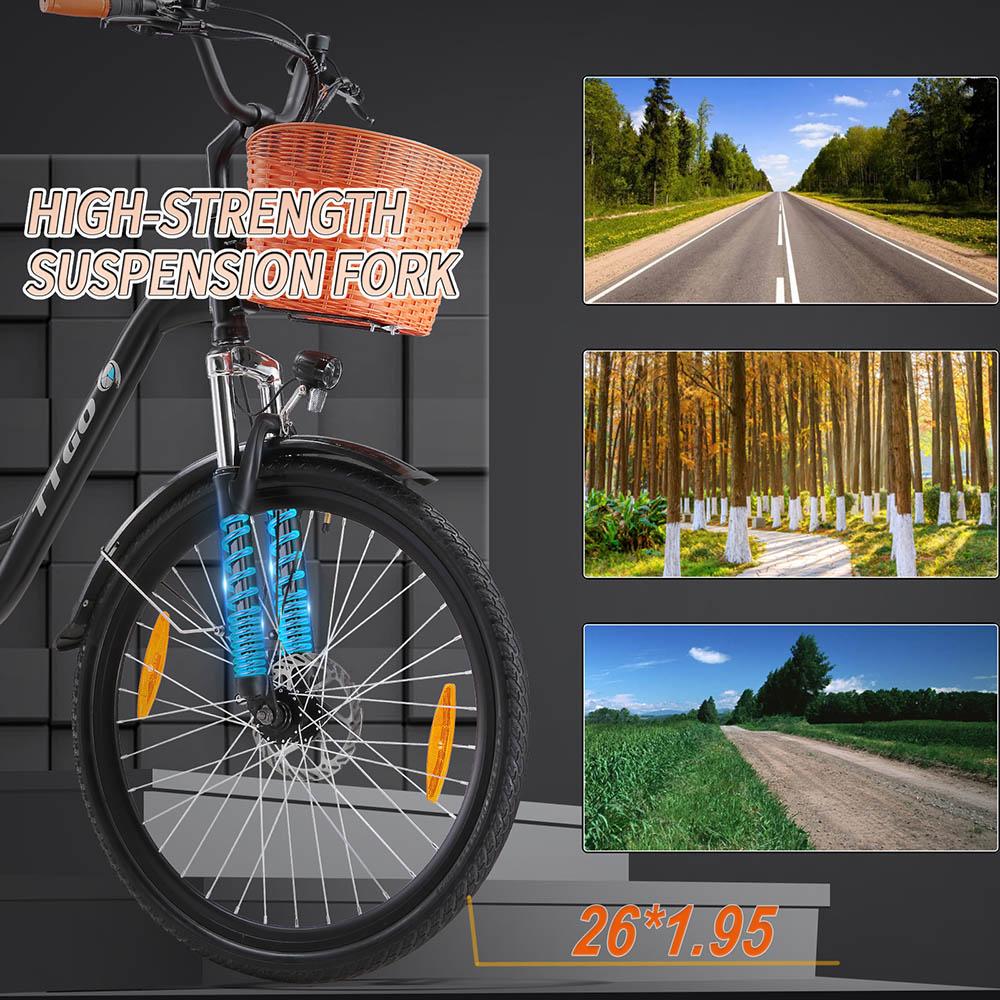 TTGO YY-26ST Electric Bike, 250W Motor, 36V 14.5AH Battery, 26*1.95-inch Tires, 25km/h Max Speed, 100km Max Range, Disc Brake