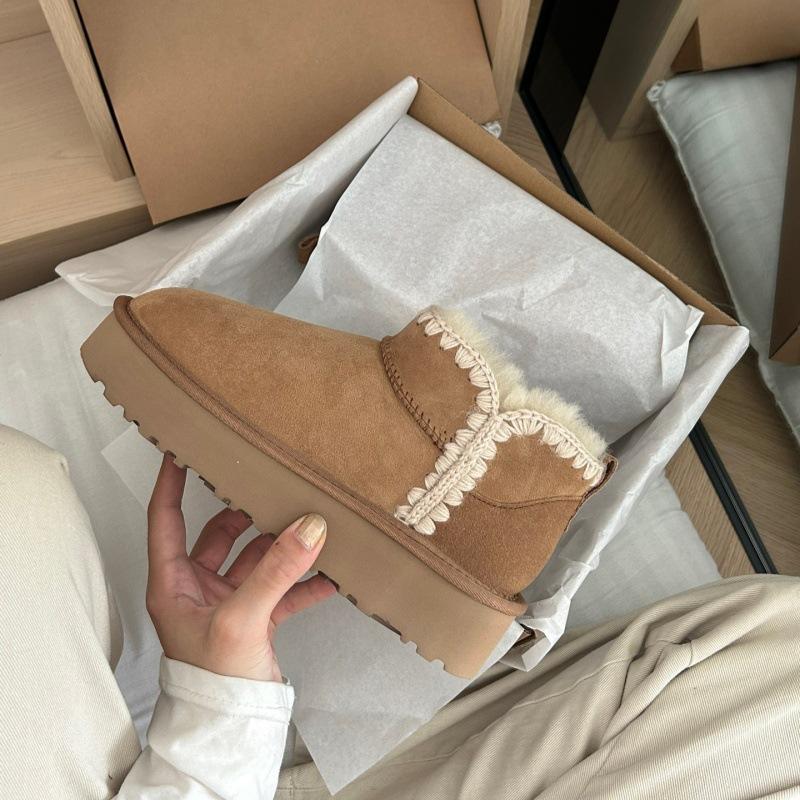 Sangpo snow boots women's new sheepskin and fur integrated short tube wool mouth increased thick-soled warm wool boots winter shoes