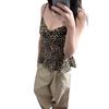 Sexy Spice Girl V-neck Leopard Print Sleeveless Sling Vest Women's Summer New Ruffle Edge Hem Temperament Slim Top