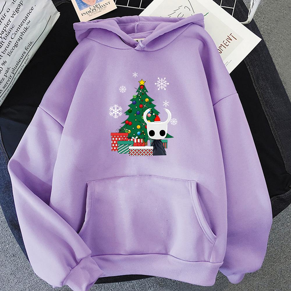 Hollow Knight Christmas Tree Graphic Clothes Autumn/winter Fleece O-neck Pullovers Comfortable Casual Sweatshirt Anime Hoodies