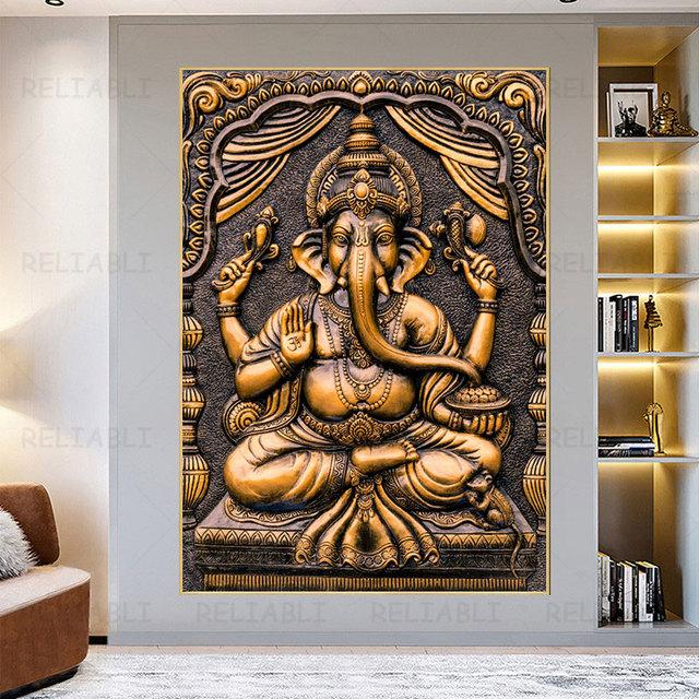 Abstract Elephant God Oil Painting Hindu Hindu Poster Living Room Decoration Wall