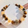 High-end, beautifully crafted, and high-quality natural tiger's eye and citrine bracelet with a unique design; supports re-inspection