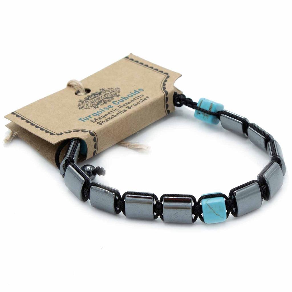 Magnetic Hematite Shamballa Bracelet Turquoise Cuboids