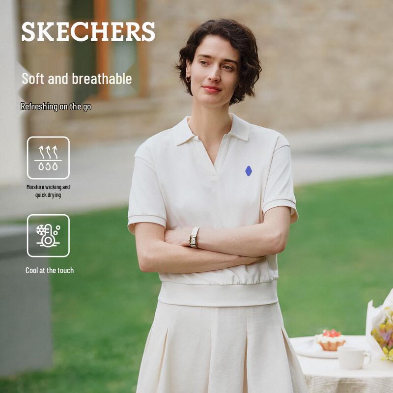 Skechers Klassisches Damen-Strick-Poloshirt mit kurzen Ärmeln L226W064