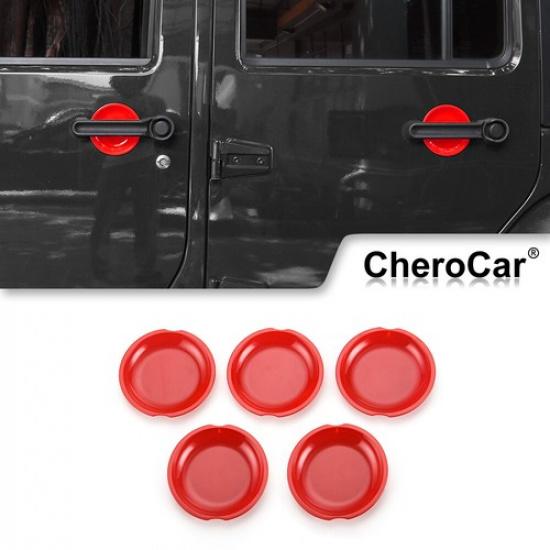 

For Jeep Wrangler JK 2007-17 Red ABS Side Door Handle Bowl Cover Trim 4Door 5pcs