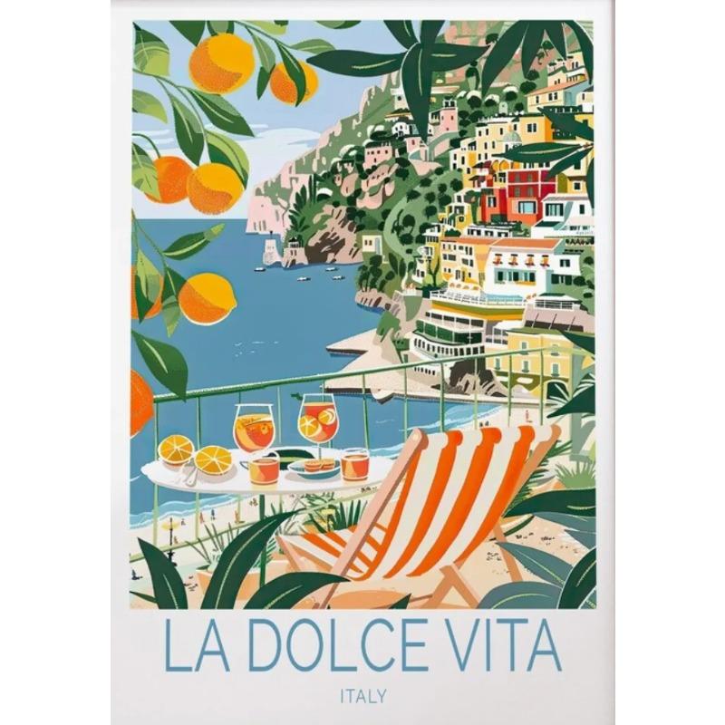 La Dolce Vita Wandposter Druck Für Schlafzimmer Wohnzimmer Heimdekoration Italien Küstenlandschaft Leinwandbild Zitrone Orange Wandkunst