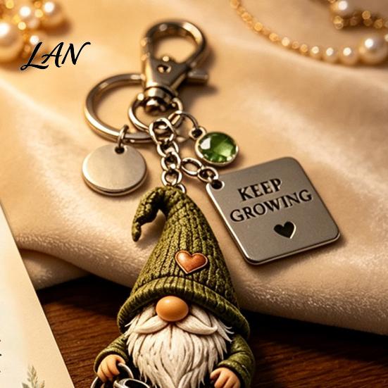 Travel Keychain Gnome with Inspirational Card, Still Hanging On, Keep Growing, Fine Healing Charm Your Path, Dwarf Key Ring for Bags Backpacks