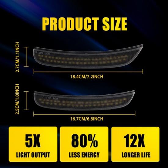 LED Side Marker Light For 2015- Dodge Charger Dynamic White Red Blue Purple