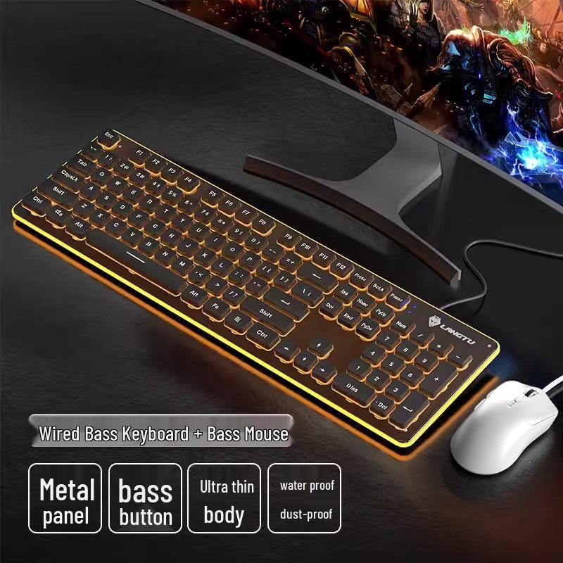 Langtu Silent Wired Mechanical Keyboard and Mouse Set for Office Use - Men & Women