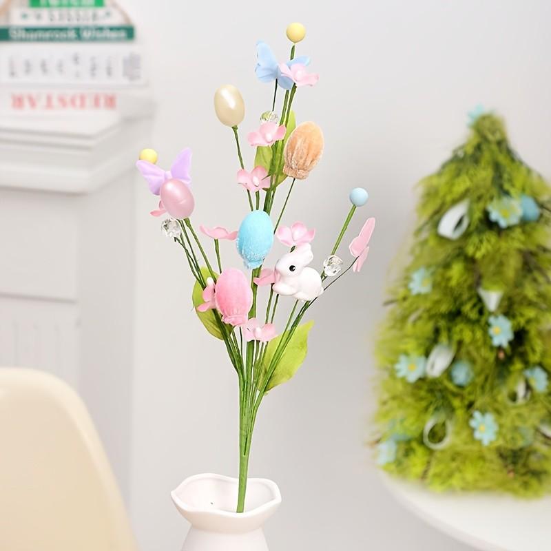 Rabbit Flower Decor Colorful Artificial Flowers Easter Egg Branch Eco-Friendly Spring Bouquets For Family Gathering Hotel