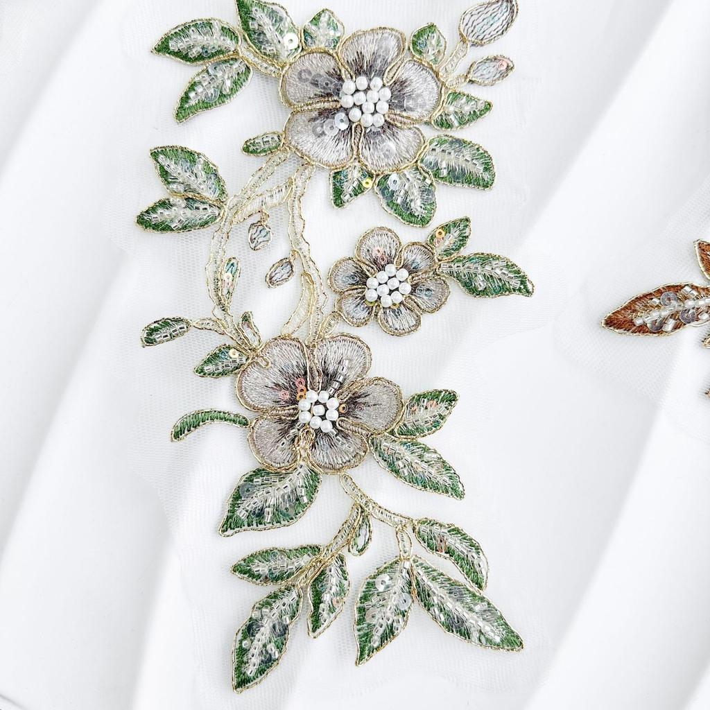 Embroidery Appliqués, Nail Beads, Sequins, Colorful Three-Dimensional Flower Accessories, Clothing, Hanfu Cheongsam, Decorative Fabric, Patch