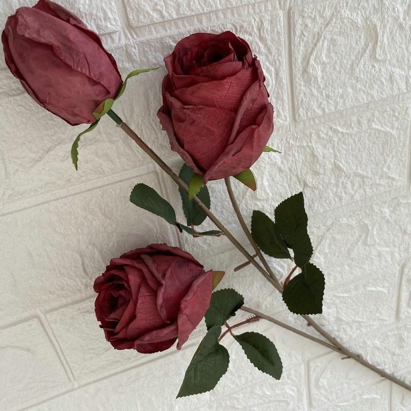 3head Long Branch Rose Artificial Flowers For Wedding Decor And Home Decorations
