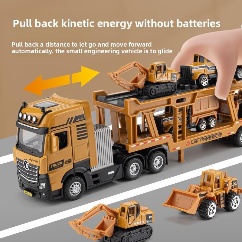 Transport Engineering Truck Toy Model Set With Sound Light And Opening Doors
