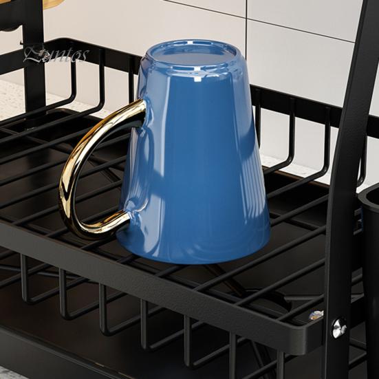 Storage Rack Two-Tier Dish Drying Rack Large Capacity Easy To Install Rust-Resistant Kitchen Countertop Utensil Dish Rack with Drain
