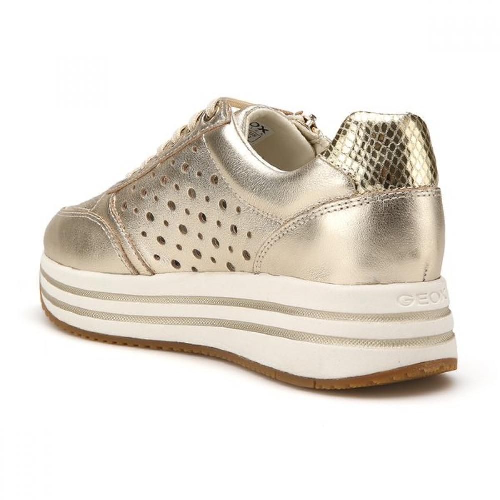 Geox Women Comfort Height Sneakers Kenzie W1x25qh3s51 Gold