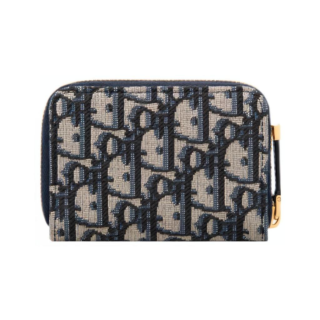 Dior 30 Montaigne Bedruckte Bestickte Reißverschluss-Geldbörse Kartenhalter Stoff Kleine Geldbörse Damen Geldbörse Blau S2155UTZQ-M928
