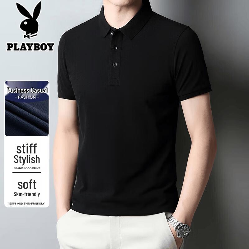 PLAYBOY Men s Short Sleeve Polo Shirt XL чёрный