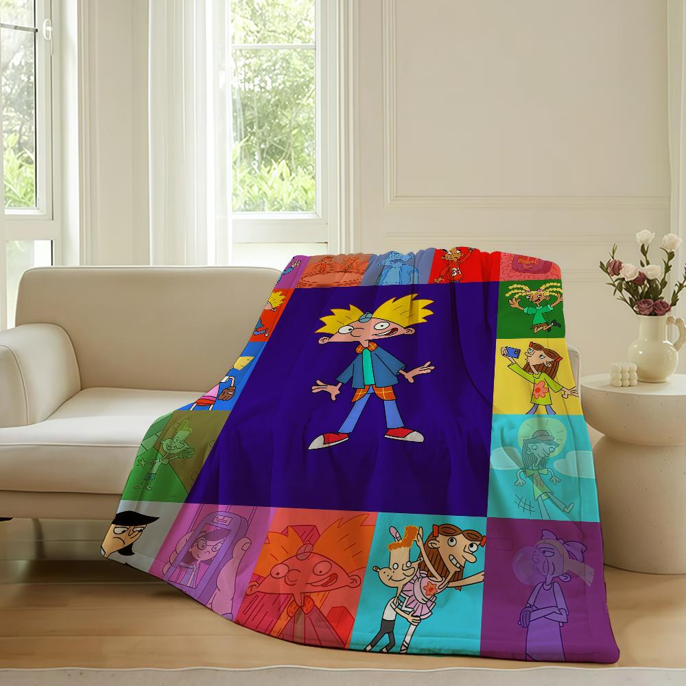 Cartoon Funny H Hey A Arnold Blanket For Sofa Office Bed Plane Travel Sleep Read Relax Camping Soft And Warm