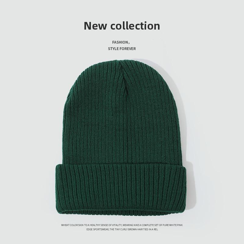 Solid color knitted hat Warm wool hat High elastic lengthened outdoor brimless cold autumn and winter hat Adult cold hat