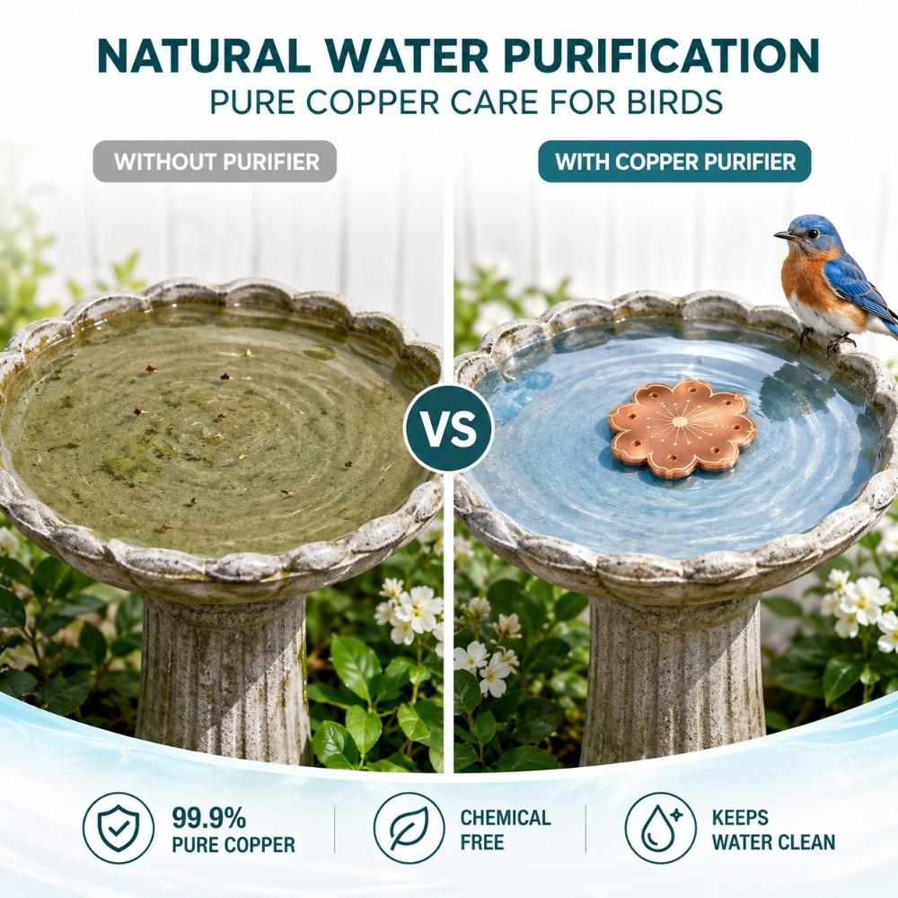 Outdoor Garden Bird Bath Copper Disk Reusable Water Basin Maintenance Accessory for Wild Bird Drinking and Bathing Areas