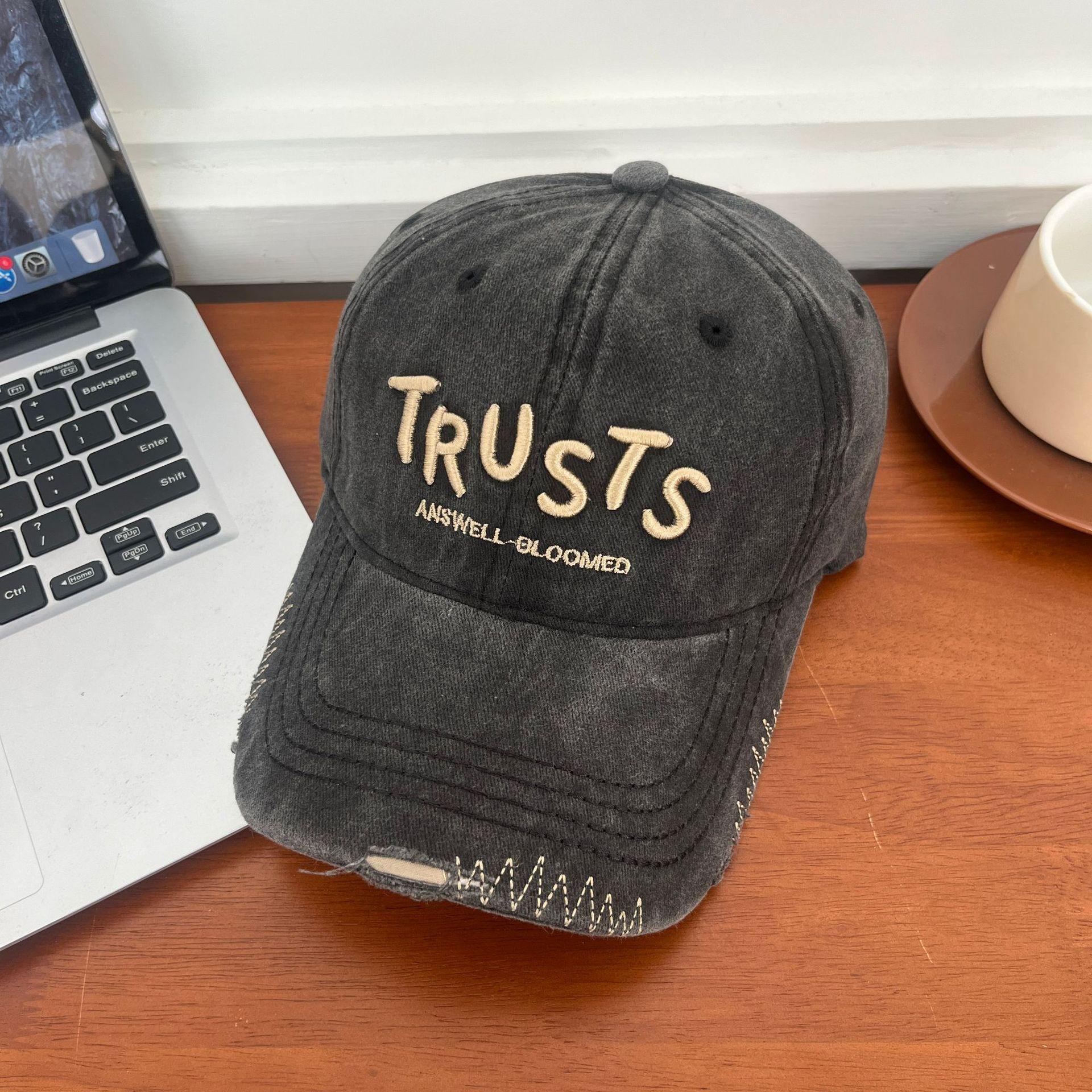 

American old 2025 spring and autumn new embroidered letter baseball cap versatile face cap men s hat M（56-58cm） чёрный