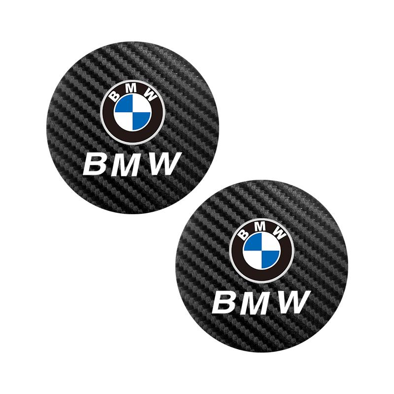 2PCS Car Logo Carbon fiber Water Cup Pad Sticker Decoration For BMW X1 X2 X3 X5 X4 X6 X7 iX3 F20 F10 F07 E70 E46 E90 E92 E60 E39
