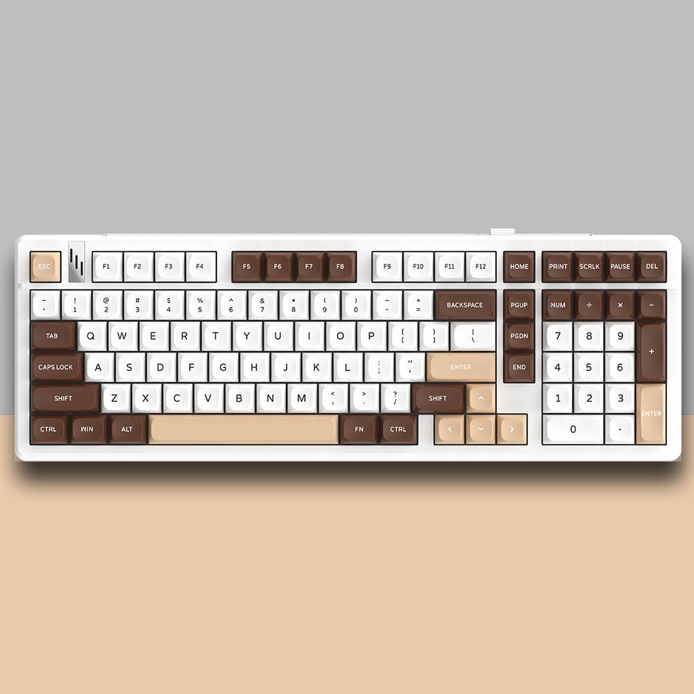 

Y-FRUITFUL K102 102 Keys Tri-Mode Keyboard Gasket Structure Mechanical Gaming Keyboard with RGB Light Brown
