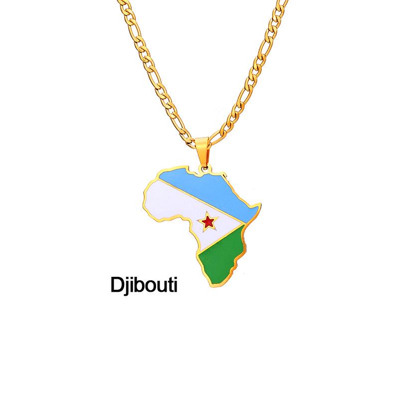 Collar con Mapa de Esmalte Africano: Colgante Geométrico de Acero de Titanio, Joyería Estilo 2022.