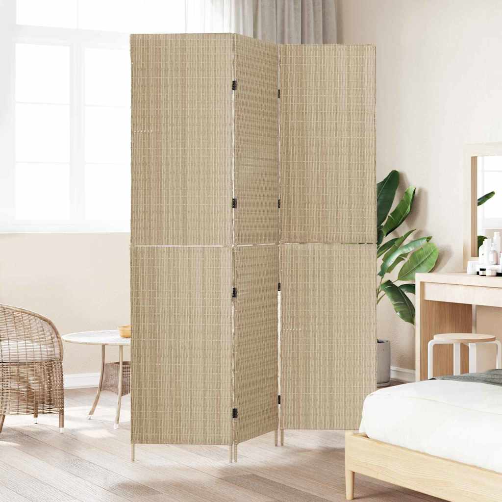 Room Divider Beige 147 X 180 Cm Poly Rattan