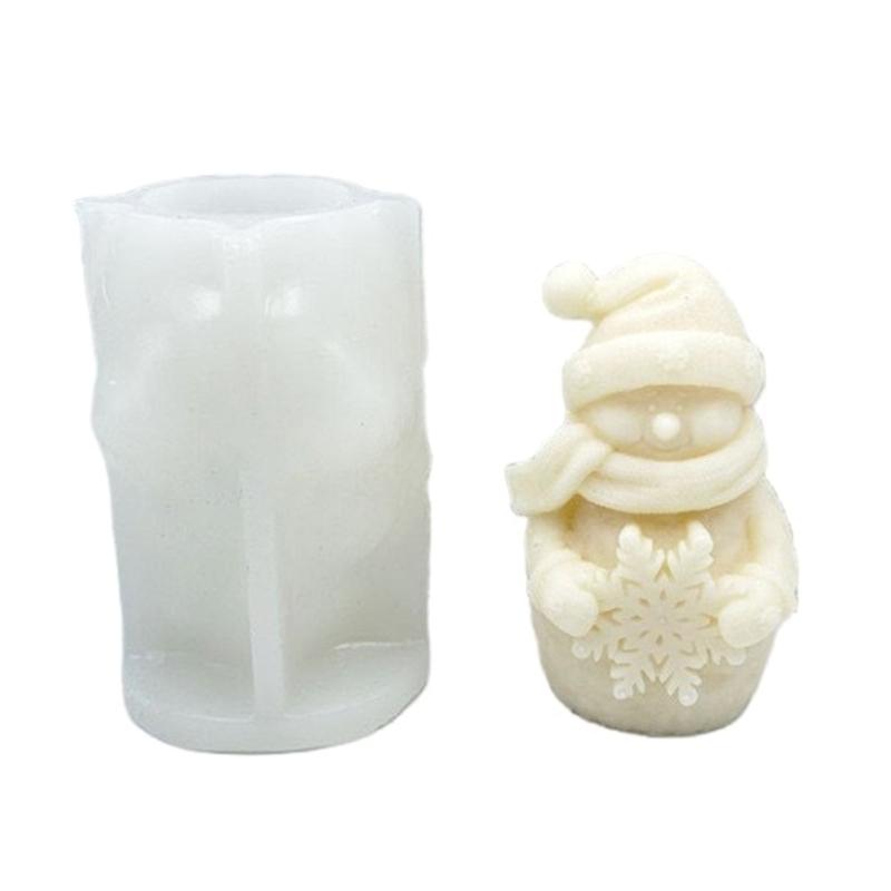 Christmas Silicone Candle Mould Snowman Shape Easy Releases Designs Handmade Gift For Holiday Decoration