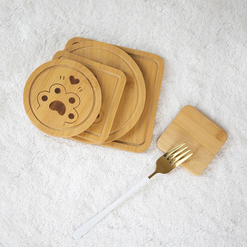 1PC Bamboo Tray Wood Saucer Flower Pot Tray Cup Pad Coaster Plate Kitchen Decorative Plate Creative Coaster Coffee Cup Mat