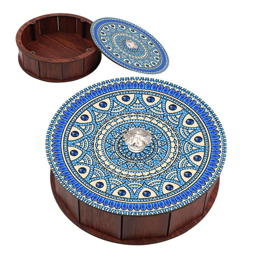 DIY Diamond Painting Colored Pattern Wood Case Partial Drill Crystal Mosaic Storage Container for Home Car Desk Decoration Craft