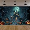 Scary Backdrop Skeleton Theme Spooky Decoration Halloween Night Banner Full Moon Halloween Banner For Scary Celebration Spooky
