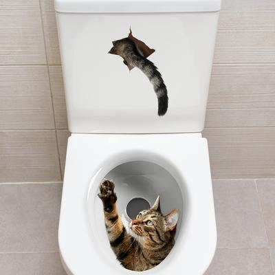 Lustige verrückte Katzen Toilettenaufkleber, Kreative wasserdichte abnehmbare Aufkleber für Badezimmer Heimdekoration