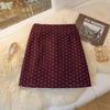 Women's High-Waisted Polka Dot Woolen A-Line Mini Skirt: Autumn/Winter, Anti-Exposure, Hip-Hugging, Slimming for Petite Sizes