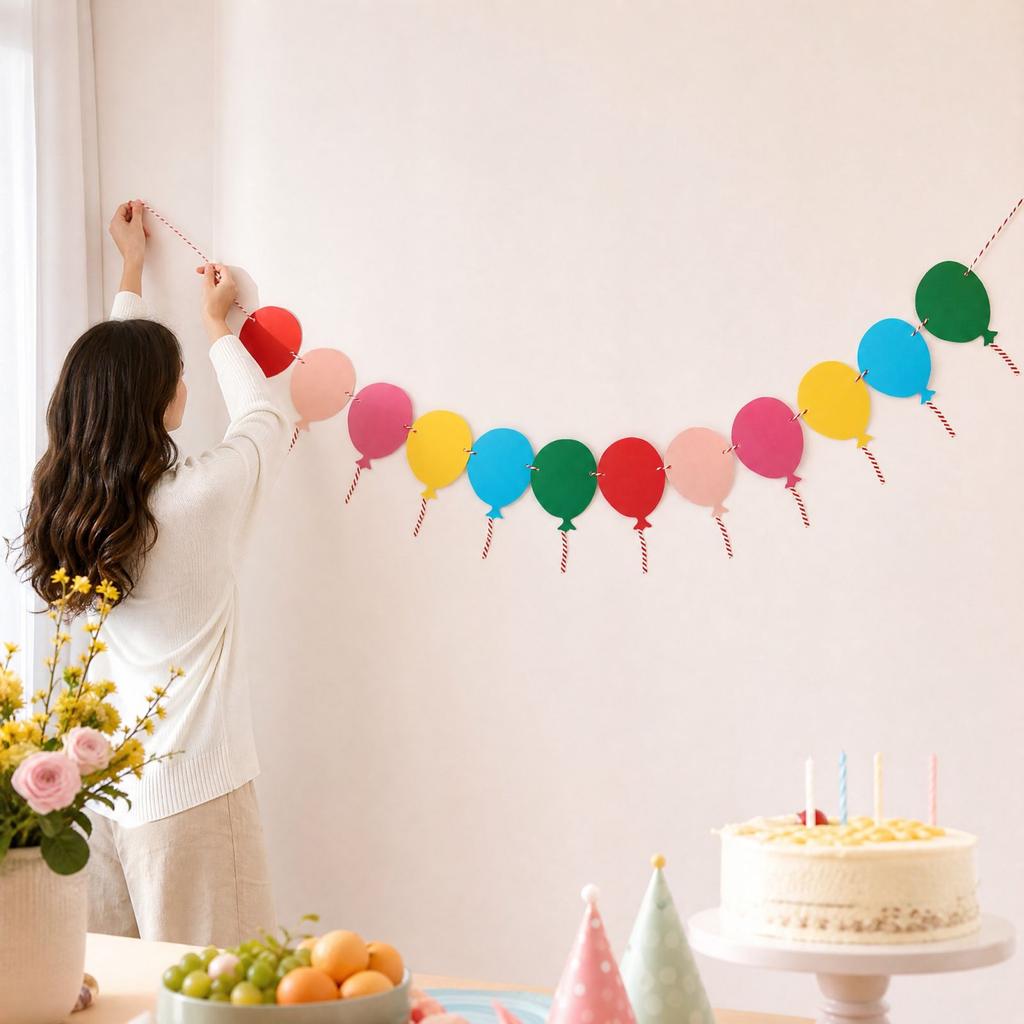 Colorful Party Decoration Kit with Bunting Banners for Birthday Wedding and Baby Shower Scene Setup