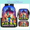 Minecraft Printed Cartoon Backpack Student Schoolbag Shoulder Bag Bag Pencil