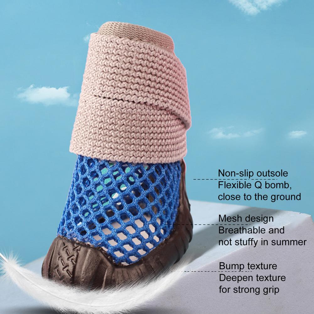 4Pcs Pretty Dog Booties Net Dog Shoes Breathable Foot Protector Summer Puppy Dog Teddy Shoes