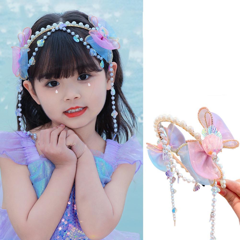 Elastic Bowknot Headband Exquisite Mermaid Hair Chain Sweet Headdress  Photography Headwear