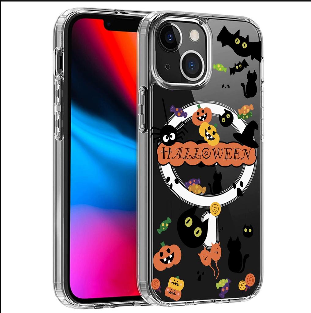 Halloween Magnetic Transparent Full-Coverage Case for iPhone 15/16/17 Pro Max