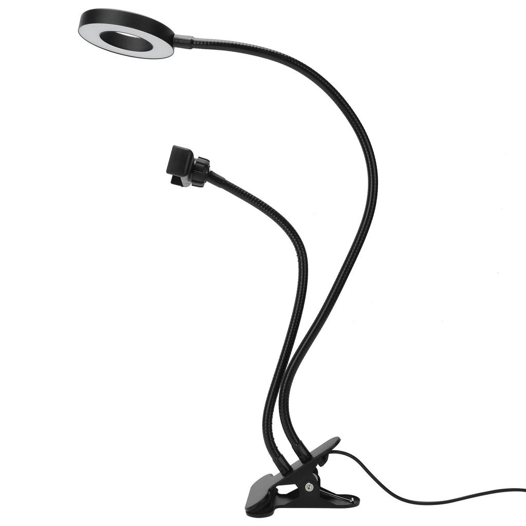 2in 1 LED Selfie Ring Light with Cell Phone Holder Adjustable Desk Lamp for Live Stream