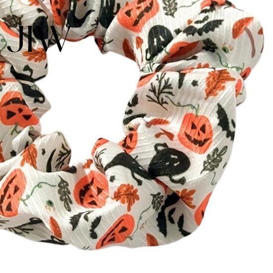 Soft Elastic Ponytail Holders Halloween Hair Ties, High Elasticity Scrunchies, Stretchy Bands with Ghost Witch Accessories Hat Bat Spider Web