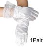 1Pair Lace Sweet Princess Wedding Party Short Polyester Thin Girls Gloves Bow Mittens