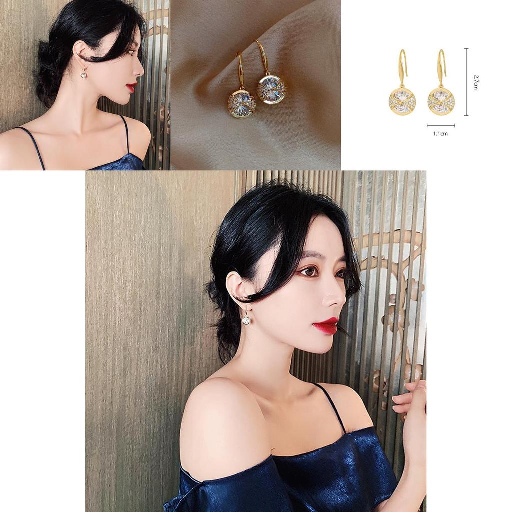 Silver Earrings Round Alloy Water Rhinestone Fashion Jewelry For Women