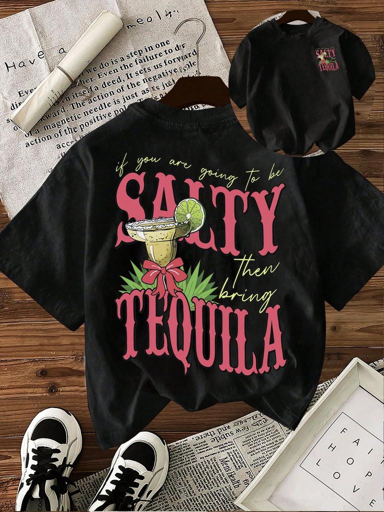 Salty Tequila Printing Tshirt Unisex Summer Tops Comfortable Soft Oneck Short Sleeve Casual Unisexs Clothes