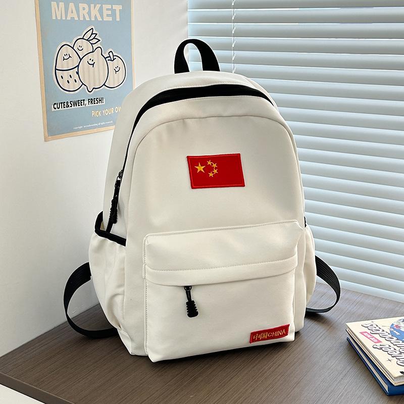 

Guochao ins backpack for boys and girls, large-capacity high school schoolbag, simple star flag backpack, light research