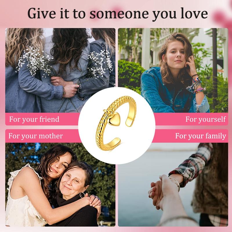 Original Copper Love Heart Snake Bone Ring Women'S Jewelry Open Style Ring Making Accessory Anniversary Gift