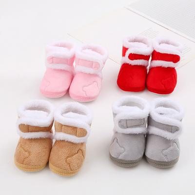 Chaussures Chaudes Couleur Unie pour Garçons et Filles Chaussons Bébé à Semelle Souple Bottes Confortables en Peluche